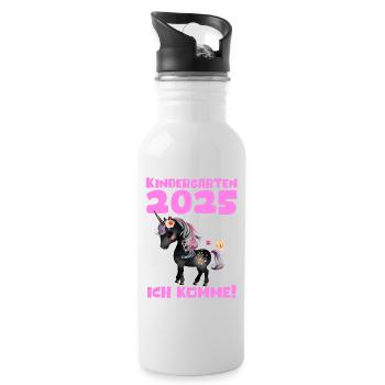 Kindergarten 2025 Girl Gift Kita 2025 Decoration - Water bottle with straw - white - Right