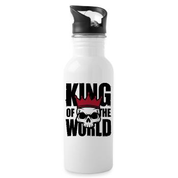 Totenkopf mit Krone King of the World - Trinkflasche mit integriertem Trinkhalm - Weiß - Rechts