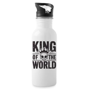 Skull and crossbones with crown King of the World - Water bottle with straw - white - Right