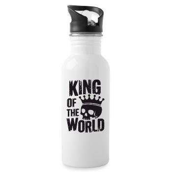 Totenkopf mit Krone King of the World - Trinkflasche mit integriertem Trinkhalm - Weiß - Rechts