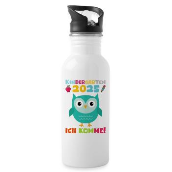Kindergarten 2025 Children Gift Kita 2025 Decoration - Water bottle with straw - white - Right