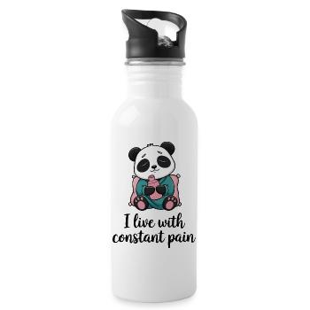 Panda mit ständigem Schmerz - Trinkflasche mit integriertem Trinkhalm - Weiß - Rechts