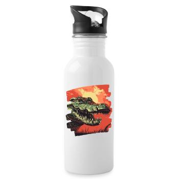 Crocodile - Water bottle with straw - white - Right
