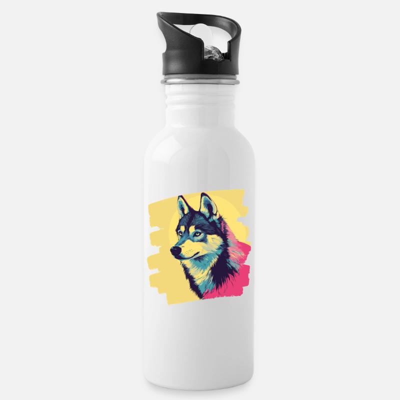 Husky - Trinkflasche mit integriertem Trinkhalm - Weiß