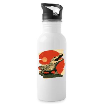 Crocodile Retro - Water bottle with straw - white - Right