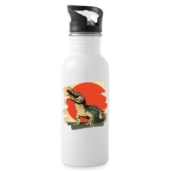Krokodil - Trinkflasche mit integriertem Trinkhalm - Weiß - Rechts