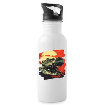 Krokodil Retro - Trinkflasche mit integriertem Trinkhalm - Weiß - Rechts