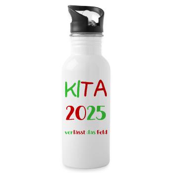 Abschied Kindergarten 2025 Geschenk Mädchen Jungen - Trinkflasche mit integriertem Trinkhalm - Weiß - Rechts