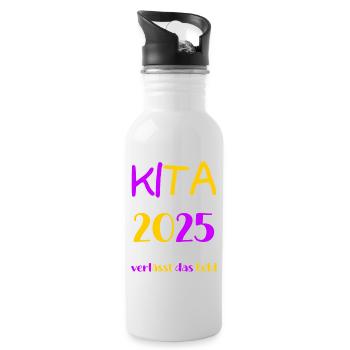 Abschied Kindergarten 2025 Geschenk Mädchen Jungen - Trinkflasche mit integriertem Trinkhalm - Weiß - Rechts
