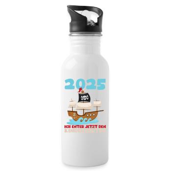 Kindergarten 2025 Kids Gift Kita 2025 Decoration - Water bottle with straw - white - Right