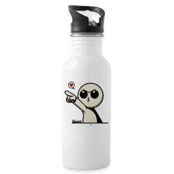Cute cartoon man with heart - Water bottle with straw - white - Right