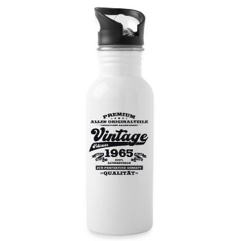 60th Birthday Gift Man Legend February 1965 - Water bottle with straw - white - Right