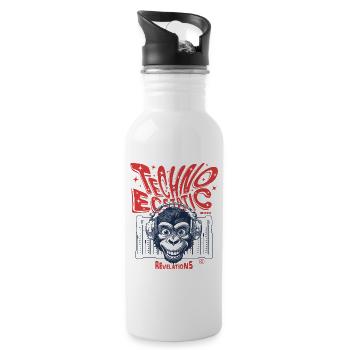 Rhythm Shirt: Chimpanzees and Techno in Harmony - Water bottle with straw - white - Right