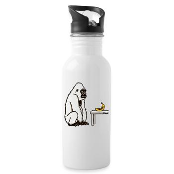 Bananen oder nicht? Gorilla mit Banane - Trinkflasche mit integriertem Trinkhalm - Weiß - Rechts