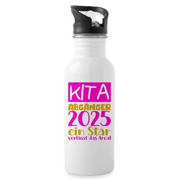 Abschied Kindergarten 2025 Geschenk Mädchen Jungen - Trinkflasche mit integriertem Trinkhalm - Weiß - Rechts