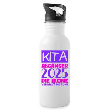 Abschied Kindergarten 2025 Geschenk Mädchen Jungen - Trinkflasche mit integriertem Trinkhalm - Weiß - Rechts