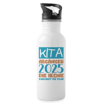 Abschied Kindergarten 2025 Geschenk Mädchen Jungen - Trinkflasche mit integriertem Trinkhalm - Weiß - Rechts