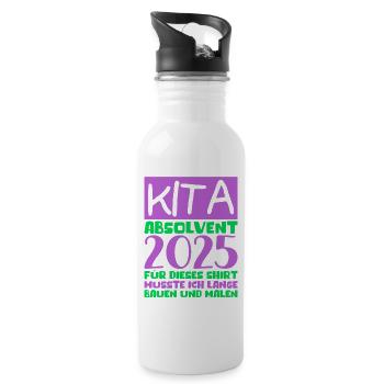 Abschied Kindergarten 2025 Geschenk Mädchen Jungen - Trinkflasche mit integriertem Trinkhalm - Weiß - Rechts