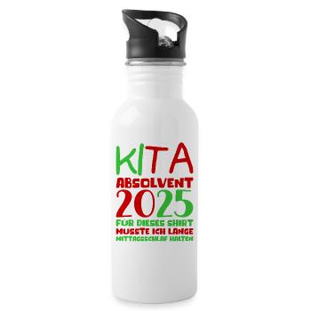 Abschied Kindergarten 2025 Geschenk Mädchen Jungen - Trinkflasche mit integriertem Trinkhalm - Weiß - Rechts