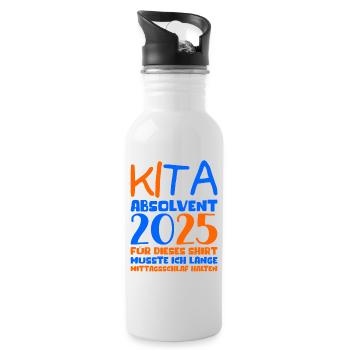 Abschied Kindergarten 2025 Geschenk Mädchen Jungen - Trinkflasche mit integriertem Trinkhalm - Weiß - Rechts