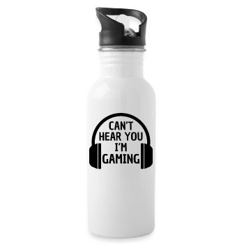 Lustiger Gaming Spruch für Zocker - Trinkflasche mit integriertem Trinkhalm - Weiß - Rechts