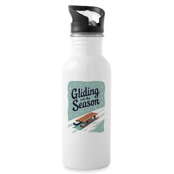 Gliding into the Season - Trinkflasche mit integriertem Trinkhalm - Weiß - Rechts