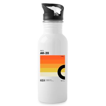 80s Design Cassette Label Motif Gradient - Water bottle with straw - white - Right