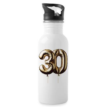 30 Years Gold Balloon Foil Balloon Gift - Water bottle with straw - white - Right