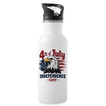 America USA Eagle 4th July Independence Day - Water bottle with straw - white - Right