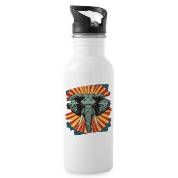 Elephant Retro - Water bottle with straw - white - Right