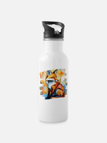 Fuchs - Trinkflasche mit integriertem Trinkhalm - Weiß