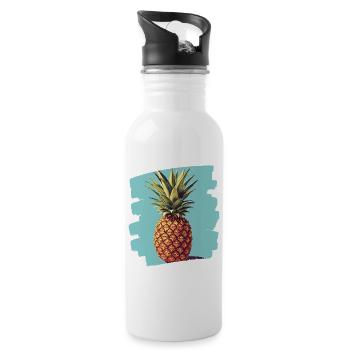 Pineapple 3 png - Water bottle with straw - white - Right