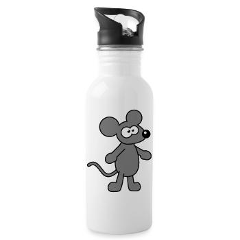Maus Mäuschen Süße Kleine Ratte Nager Lustig Comic - Trinkflasche mit integriertem Trinkhalm - Weiß - Rechts