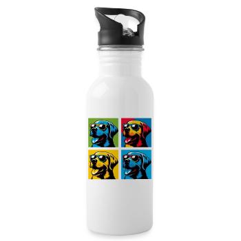 Lab Love Pop, Kumpel, Marshmallow, Teddy, Glücklich - Trinkflasche mit integriertem Trinkhalm - Weiß - Rechts