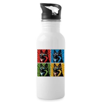Shepherd's Pop Art Bear, Teddy, Biscuit, Waffles - Water bottle with straw - white - Right