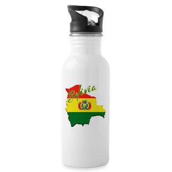 Bolivian pride, Bolivian flag - Water bottle with straw - white - Right
