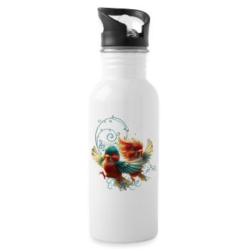 Mélodie d’amour d’oiseaux tendres. - Gourde avec paille intégrée - blanc - Droite