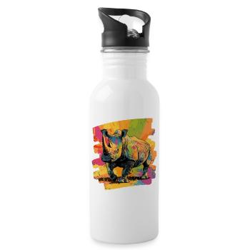 Nashorn - Trinkflasche mit integriertem Trinkhalm - Weiß - Rechts