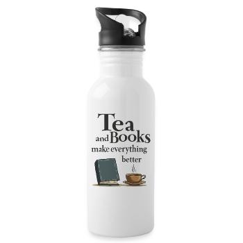 Tea and Books Spruch Zitat Slogan - Trinkflasche mit integriertem Trinkhalm - Weiß - Rechts