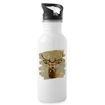 Deer with antlers - Water bottle with straw - white - Right