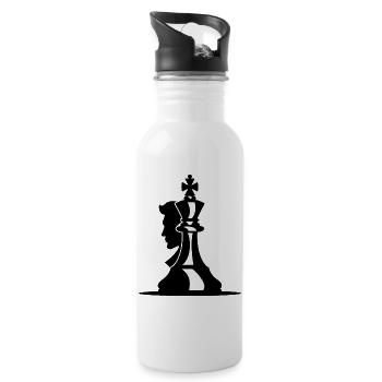 Schachspieler Skizze - Trinkflasche mit integriertem Trinkhalm - Weiß - Rechts