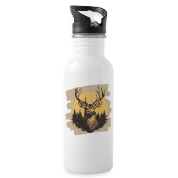 Deer with antlers - Water bottle with straw - white - Right