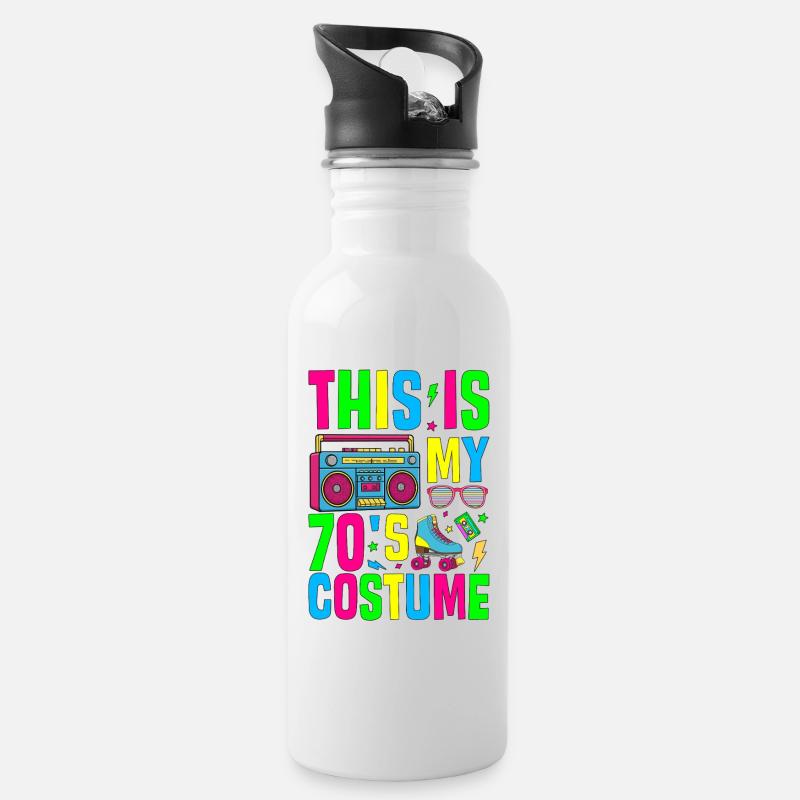 This Is My 70s Costume - Trinkflasche mit integriertem Trinkhalm - Weiß