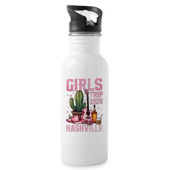 Girls Trip Nashville 2025 - Trinkflasche mit integriertem Trinkhalm - Weiß - Rechts