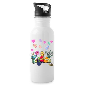 Easter Chick Easter Eggs Kids Child - Water bottle with straw - white - Right