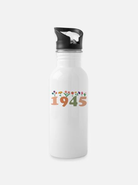 80 Années Vintage 1945 Anniversaire Femmes - Gourde avec paille intégrée - blanc