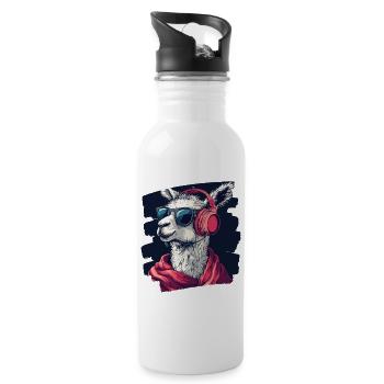 Lama Kopfhörer - Trinkflasche mit integriertem Trinkhalm - Weiß - Rechts