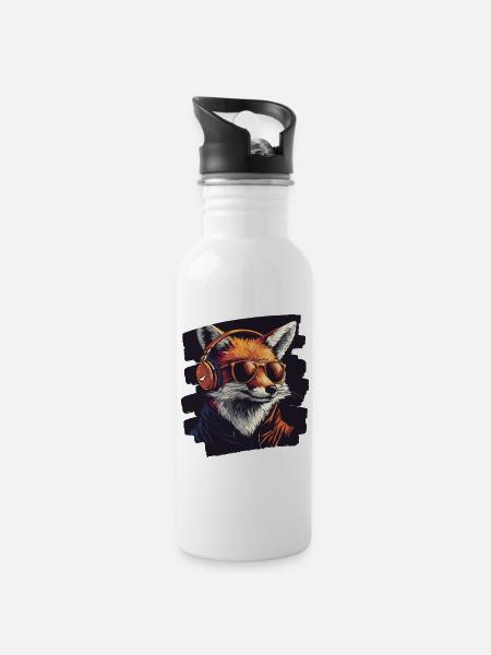 Fuchs - Trinkflasche mit integriertem Trinkhalm - Weiß