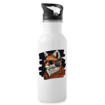 Fuchs Kopfhörer - Trinkflasche mit integriertem Trinkhalm - Weiß - Rechts