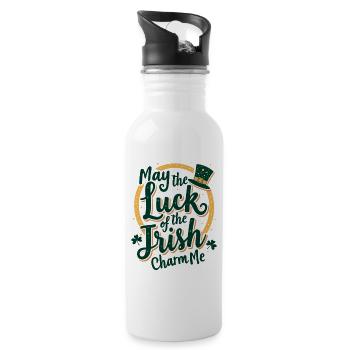 May the Luck of the Irish Charm Me - St Patrick’s - Trinkflasche mit integriertem Trinkhalm - Weiß - Rechts